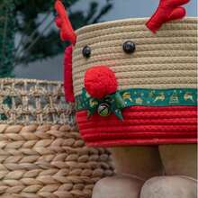 1pc Christmas Desktop Storage Small Monster, Cartoon Cotton Rope Storage Basket, Snacks Toys Organizer Basket, Decorative Ornament