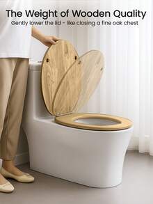 Wood Effect Toilet Seat Soft Close MDF Veneer With Quick Release Hinges Easy To Clean And Install Universal Fit Oval Design For Modern Bathroom - Oak - View 6