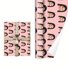 Papier cadeau personnalisé avec photo de visage amusante, papier cadeau avec votre photo personnalisée, en plusieurs couleurs, pour anniversaire, papier cadeau personnalisé (22,04 pouces * 10,62 pouces) - Multicolore - Voir 9