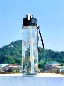1pc Boy And Girl Summer Water Bottle Cartoon Flower Pattern, Kindergarten Cartoon Cute Sports Water Bottle - 800ml, Straw Cup, With Handle, Leak-Proof, Shock-Proof, Portable - Suitable For Travel, Outdoor Activities, Student Use - Perfect Children's Day And Graduation Season, The Best Gift For Children