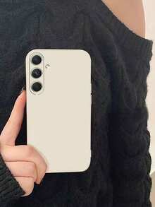 Minimalist Solid Beige Scratch-Resistant Phone Case, Compatible With Samsung Galaxy S25/S25PLUS/S25 Ultra/A16/A36/A26/A56/A50/A12/A32/A52/A72/A51/A21S/A13/A14/S24/S24PLUS/S24Ultra/S20/S23/S22/A53/S20FE/S21/, 11/12Pro/12/12X/13Pro/14Pro/15Pro/X3pro/, Redmi 10/9/Note9/12c/Note11pro/Note8Pro/9C/9a Waterproof Shockproof Anti-Fall - Beige - View 4