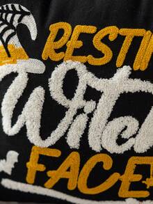 1pc Halloween Ghost& Witch& Spider& Pumpkin Exquisite Embroidery Cushion Pillowcase, Decorated For Multiple Room Types And Sizes, Machine Washable, Zipper Closure, No Pillow Core Home Decor Halloween Decor Room Decor Pillow Case Pillow Cases Cushion Cover Cushion Covers