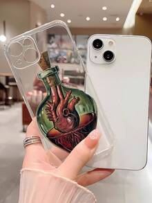 1pc Fashionable Personalized Heart Bottle Collage Aesthetic Pattern Full Coverage TPU Phone Case Compatible With IPhone 16/16Pro/16Plus/15/15ProMax/15Pro/11/12/13/14ProMax/12Mini/13Mini/11Pro/11ProMax/12Pro/12ProMax/13Pro/13ProMax/14Pro/14ProMax, Soft Case, Creative High-End - Multicolor - View 4