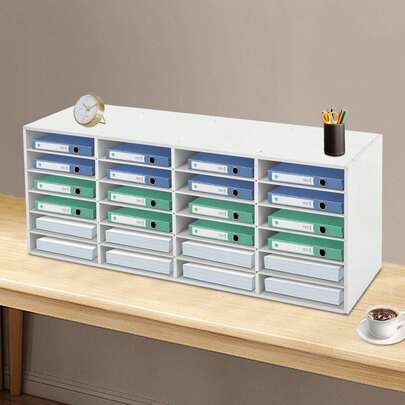 Futchoy 24-Stage Literature Organizer, Freestanding Office Mailbox 6-Stage Paper And Post Organizer