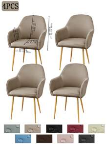 1件/2件/4件/6件装纯色牛奶丝新款弧形薄款座椅套，经典简约设计，防水（非100%防水），防尘，适用于客厅、餐厅、书房等场所，100%涤纶薄款弧形椅套，房间装饰 - 彩色 - 查看 27