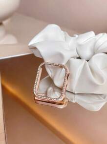 1PC Pink Shiny Rhinestone Decor Hollowed Out Case Flashing Anti-Fall Laser Engraving Bumper Cover, For Apple Watch Case 40/41/42/44/45/46/49MM, For Apple Watch Series Ultra/SE/11/10/9/8/7/6/5/4, Intelligent Watch Case Accessories