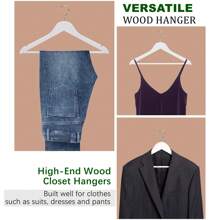 White Solid Wood Non-Slip Coat Hangers, High Quality Solid Wood Coat Rack, Thickened And Load-Bearing Without Deformation Non-Slip Groove Design, Collar Protection, Coat, Suit, Shirt, Light Luxury Wardrobe Storage Device