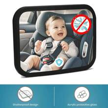Most Stable Large Deluxe Baby Car Mirror - Premium Matte Finish, Ultra HD Shatterproof PMMA Backseat Mirror, Secure & For Infants (Black)