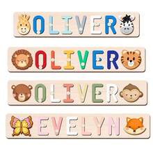 [Customized Puzzles] Personalized Name Puzzle, Wooden Name Puzzle, Animal Element Style, Ideal For Baptism, Birthday, Christmas, New Year Gifts, Support English Letters Only, Exquisite 1st Birthday Gift Suitable For Boys And Girls,Multi-Functional,Reusable,Ornamental,Exquisite,Stylish,Adorable,Colorful,Cute,Funny,Custom,Personalized,Customized,Unique,Ideal Gifts For Her,Ideal Gifts For Him,For Anniversaries,For Birthdays,Kids Puzzles - Multicolor - View 4