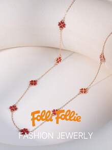 Folli Follie Clover Necklaces For Women September Birthstone, Lucky Flower Jewelry Jewelry Gift For Women - 玫瑰金 - 查看 8
