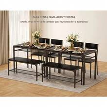 Kitchen Table And 2 Chairs For 4 With Bench, 4-Piece Dining Table Set For Small Space, Apartment - Black - View 5