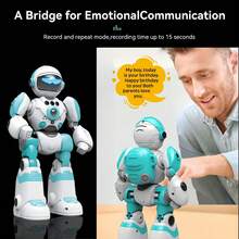 LIPETY Smart Voice Control Robot Toy For Kids,Programmable RC Robot ToyWith Record Voice & Gesture Sensing Control, USB Rechargeable 3-Key Remote,Music, Lights & Recordingfor Toddler For Boys & Girls Ages 3-10Years Old And L Gift ,For Christmas, Birthdays Or Other Holidays - 藍色 - 查看 2