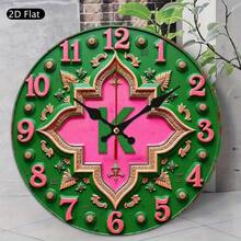 1 Piece Large 10inch Greek Alphabet Clock - Elegant Pink And Green Modern Or Traditional Decoration, Golden Hands, Silent Quartz Movement, Easy-To-Read Numerals - Suitable For Living Room, Bedroom, Office, Greek House Decoration - Battery Not Included - Ideal Gift For Capa Alpha Sorority Members, 2D Flat - 1個 - 查看 3