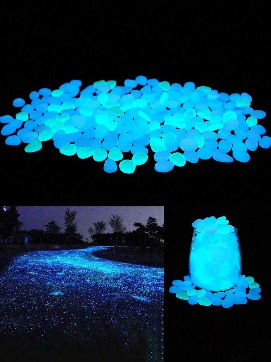 500/200pcs-Luminous Pebbles,Glow In Dark Rocks Luminous Stone Garden Accessories Micro Landscape Fish Tank Decoration Outdoor Patio Lawn Yard Kit Pebble Vase Stuffing Glow In The Dark Garden Pebbles Stones Rocks For Yard And Walkways Decor DIY Decorative Luminous Stones