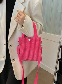 1 件灯芯绒单肩包轻便迷你斜挎包街头时尚手提包女士钱包钱包钱夹 - 彩色 - 查看 6