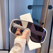 Unisex Windproof Outdoor Fashion Glasses - Large Frame Anti-Glare Cycling Hiking Goggles, Wrap-Around Lens Lightweight Durable Design, Mountain Bike Accessories, Adventure Gear, Premium Lenses - Tấm thủy ngân khung trắng - Xem 10