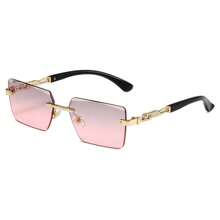 1副男士2025经典时尚无框奢华眼镜，休闲复古风格，适合拍照、驾驶、旅行、海滩、日常生活等场合。 - 金色 - 查看 13