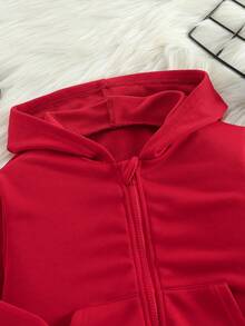 Young Boy Clothing, Black Hooded Jacket, Suitable For 4-7 Year Old Children To Wear In Autumn And Spring. This Jacket Is Not Only Suitable For And School, But Also For Wearing At Home - Red - View 3