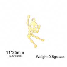 1 pieza Esqueleto bailarín minimalista de acero inoxidable, colgante de araña y murciélago, accesorio creativo con diseño de Halloween adecuado para collar, pulsera, llavero, aretes, accesorios hechos a mano DIY