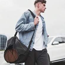 黑色便携式篮球网袋排球袋足球袋抽绳网袋旅行训练可装篮球鞋篮球包1个装 - 彩色 - 查看 12