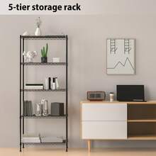 Vandise Adjustable Metal Storage Shelves (3/4/5 Tiers) | Modular Organizer Rack For Kitchen, Bathroom, Office | Customizable Layout - Black - View 7