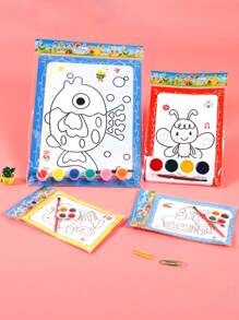 5/10 件儿童 DIY 水彩画板 - 创意绘画套装，含迷你水彩颜料和画笔，幼儿园水彩画着色早教绘画套装素描板手工艺绘画 - 彩色 - 查看 5