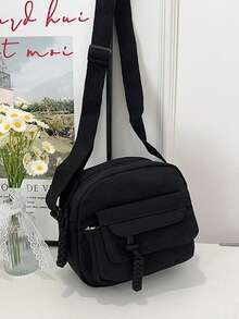 Women's Small Crossbody Bag Cute Canvas Shoulder Purse With Multi Pockets And Adjustable Strap For Daily Essentials - Black - View 2