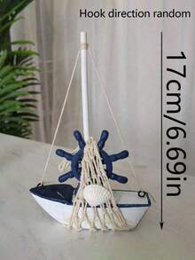 1pc Nautical Themed Decor, Mini Sailboat, Coastal Home Decor, Beach House Decoration, Anchor Rudder Ornament, Rope Sail, Tabletop Decor, Fireplace Mantel Decor, Ocean Theme Decoration, Maritime Decor, Shell Decor, Sailing Boat Ornament Set, Coastal Style Mini Ship Decor, With Anchor, Starfish, Steering Wheel, Suitable For Beach Theme Decor, Bathroom Accessories, Shelves Decoration, Office Desk Accents, Holiday Party Table Centerpiece - Boat - View 14