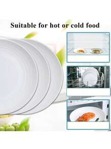 2/4/6 件塑料 PP 可重复使用甜点盘，适用于洗碗机和微波炉，适用于家庭厨房、聚会、婚礼、野餐和露营 - 白色 - 查看 3
