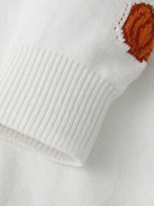 Women Halloween Knit Sweater Pumpkin Embroidered Knited Oversized Sweatshirt Loose Fit Pullover Tops Graphic Holiday Shirt Jumper Tops Knitwear Streetwear Fall Winter Clothes