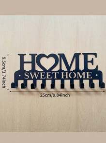 1pc Metal Wall Hook, Heart & "Home" Design, Sturdy Iron Material, Matte Black Finish, Rust & Waterproof, Suitable For Kitchen, Bathroom, Entryway, Key/Towel Rack - Multicolor - View 3