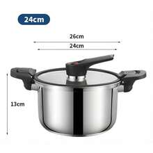 Stainless Steel Micro Pressure Cooker, 24cm Mini Pressure Cooker With Clear Lid & Handles, Pressure Cooker For Gas Stove, Induction Electric Stoves, Kitchen Cookware Pots - Silver-24 cm - View 7