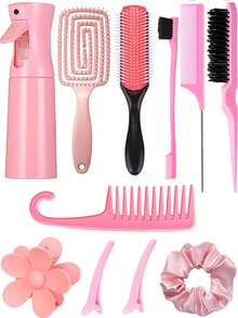 Bộ dụng cụ tạo kiểu tóc đa năng 11 món, bao gồm lược massage da đầu, bình xịt áp lực cao 200ml, lược gỡ rối, dây buộc tóc, phù hợp với mọi loại tóc và phụ nữ, món quà tuyệt vời cho bạn gái/gia đình, bộ dụng cụ tạo kiểu tóc, bộ đồ dùng làm đẹp tại nhà cho nữ, quà tặng phụ kiện làm đẹp cho tiệm cắt tóc, sản phẩm chăm sóc tóc thiết yếu khi đi du lịch, phụ kiện tóc. - Nhiều màu - Xem 13
