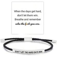 Pulsera de tubo Let Them para mujer, pulsera de motivación de autoestima, ajustable, cuerda trenzada hecha a mano, pulsera grabada, de acero inoxidable para mi hija, joyería inspiradora regalo para - Rosa y plata rudos - Ver 25