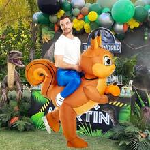 成人充气松鼠服装，松鼠服装，男女充气服装，骑乘式松鼠服装，趣味松鼠服装，圣诞节万圣节充气服装 - 棕 - 查看 3