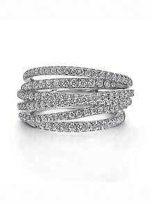 1枚奢华立方氧化锆戒指，女士款，情人节礼物，结婚纪念日派对首饰