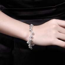 925 Sterling Silver Plated Moon Heart Lock Cross Bracelet For Men Woman Charm Wedding Party Fashion Jewelry - Silver - View 2