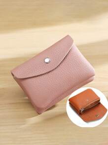 1PC Mini Vintage Vegan Coin Purse Zippered Credit Card Holder Authentic Card Holder, Genuine Card Holder Portable Card Holder And Women's Wallet - Brown - View 22