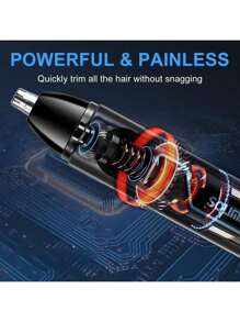 SOLIMPIA 1pc Multifunctional USB Rechargeable Electric Eyebrow Trimmer 3 In 1 Nose Hair Trimmer - Black - View 8