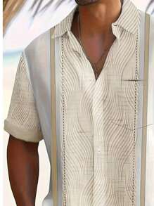 D2472 Cross-Border European And American Style Printed Men's Short Sleeve Shirt, Casual Plus Size Slim Fit Shirts