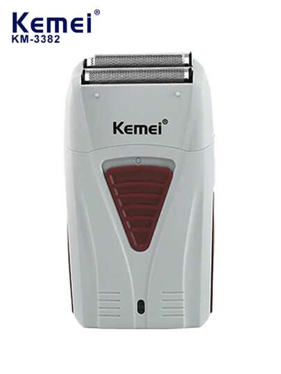 Kemei KM-3382 Rasoir électrique pour hommes très vendu, rasoir à grille réciproque rechargeable par USB, tête de rasage double lame, machine à raser pour la barbe, 1 pièce