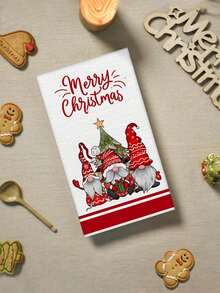Toalla navideña de 40*60cm, paño de cocina con diseño de gnomo de Papá Noel, decoración navideña roja y blanca, paño de cocina absorbente, paño de cocina creativo para días festivos - Multicolor - Ver 4
