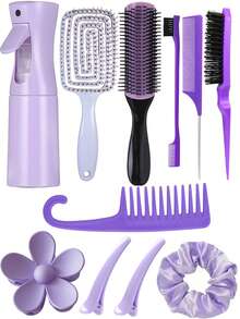 Bộ dụng cụ tạo kiểu tóc đa năng 11 món, bao gồm lược massage da đầu, bình xịt áp lực cao 200ml, lược gỡ rối, dây buộc tóc, phù hợp với mọi loại tóc và phụ nữ, món quà tuyệt vời cho bạn gái/gia đình, bộ dụng cụ tạo kiểu tóc, bộ đồ dùng làm đẹp tại nhà cho nữ, quà tặng phụ kiện làm đẹp cho tiệm cắt tóc, sản phẩm chăm sóc tóc thiết yếu khi đi du lịch, phụ kiện tóc. - Nhiều màu - Xem 17