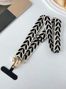 1 قطعة سلسلة كتف طويلة مزينة بالأوراق والخرز كقلادة لهاتف محمول