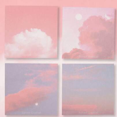 200 tờ giấy ghi chú màu gradient, màu sắc và kiểu dáng ngẫu nhiên (50 tờ/gói), 5 kiểu: Hoàng hôn, Mây đầy màu sắc, Bình minh, Hoàng hôn, Chạng vạng. Thiết kế đám mây tối giản, thẩm mỹ như tiên. Dễ thương & chất lượng cao, phù hợp cho học sinh, phong cách thường ngày cho ngày tựu trường, ghi chú tin nhắn, phần thưởng giáo viên cho học sinh, quà tặng đáng yêu, giấy ghi chú chất lượng cao di động