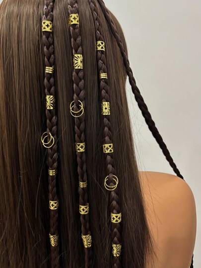 40PCS/Set Vintage Hollow Hair Rings Alloy Hair Cuff Hair Pins Loops Hair Accessories Summer Loc Hair Jewelry For Braids, Claw Clips, Hair Claws, Clips For Hair, Hair Slide, Hair Barrettes, Head Accessories