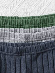 3 sztuki damskich spodni dzwonów o dopasowanym kroju, w jednolitym kolorze, prążkowanych, miękkich i wygodnych na jesień/zimę i jesienne ubrania