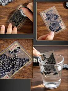 Transparent PVC Printed Dragon & Tiger Pattern Playing Cards, Entertainment Leisure Game Gift