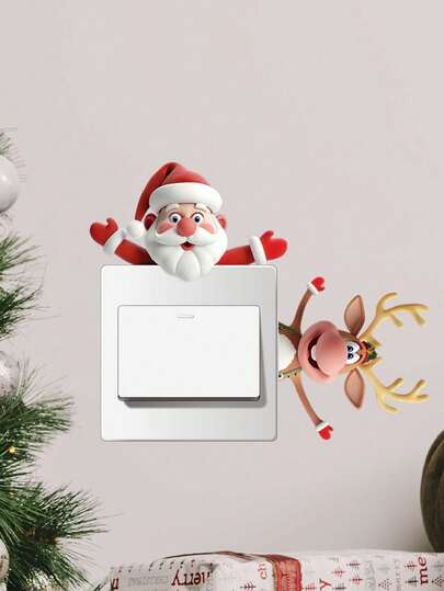 1pc Switch Sticker Christmas Watercolor Santa Claus Elk Sticker PVC Sticker Material Removable Self-Adhesive Easy-To-Tear Sticker Compatible With Switch Decoration Switch Sticker Wall Sticker Bedroom Living Room Decoration Wall Sticker Home Decoration Make Your Life A New Holiday Decoration Sticker Birthday Graduation Gift Bedroom Decor Kitchen Decor Wall Decor Stickers Christmas Decorations Christmas Decorations Home