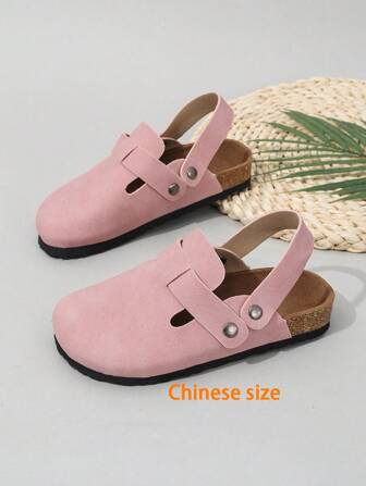 1 paire de chaussures/pantoufles de mode casual à semelle épaisse, style rétro, bout fermé, mignon et laid, en couleurs rose, marron, chameau, taille chinoise pour enfants